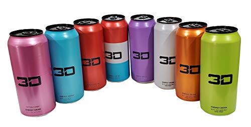 3D Energy Drink Variety Packs (8 Flavor Variety Pack, 12 Cans)