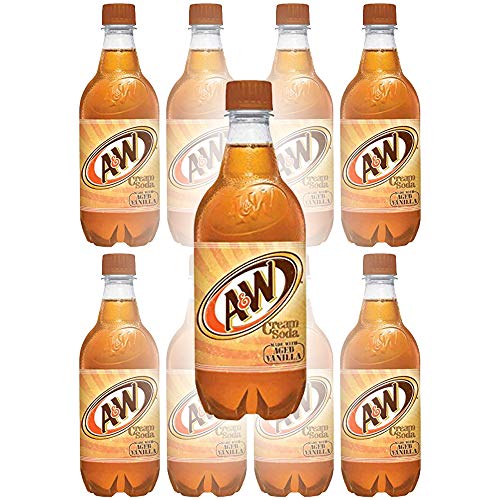 A&W Cream Soda, Made With Aged Vanilla, 20 Fl Oz Can, (Pack of 10, Total of 200 Fl Oz)