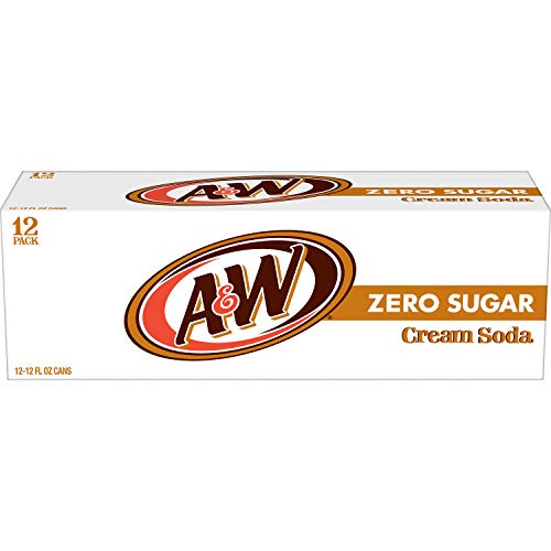 A&W Zero Sugar Cream Soda, 12 Fl Oz (Pack of 24)