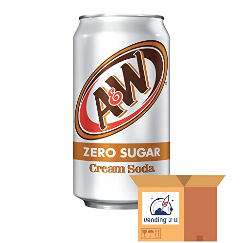 A&W Cream Zero Sugar Soda 12oz Cans, 18 Units