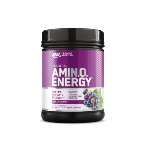 Optimum Nutrition Amino Energy - Pre Workout with Green Tea, BCAA, Amino Acids, Keto Friendly, Green Coffee Extract, Energy Powder - Concord Grape, 65 Servings