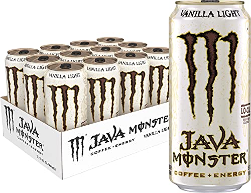 Monster Energy Java Monster Vanilla Light, Coffee + Energy Drink,15 Fl Oz (Pack of 12)
