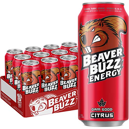 Canadian Beaver Buzz (RED Can) CITRUS Energy Drink - 16oz x 12pack