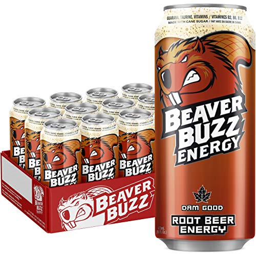 Canadian Beaver Buzz (BROWN Can) ROOT BEER ENERGY Energy Drink - 16oz x 12pk