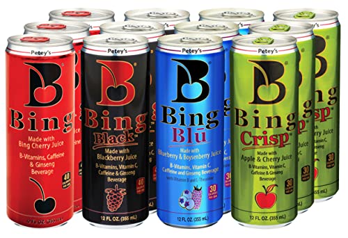 Bing Beverage Variety Pack w/Blu, Low Calories, 12 Fl. Oz (Pack of 12)