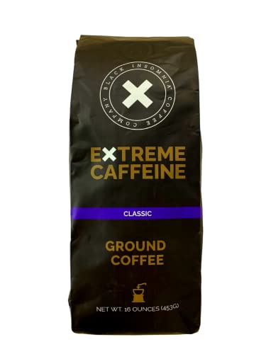 Black Insomnia Extreme Caffeine Coffee - World's Strongest Highly Caffeinated Coffee - Classic Roast Ground - 1lb