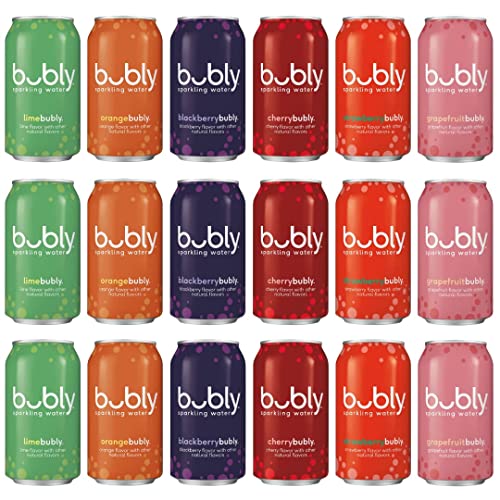 Bubly Sparkling Water, Carbonated Water 6 Flavor Variety Pack - Zero Calories & Zero Sugar, 12 Fl Oz Cans (18 Pack)