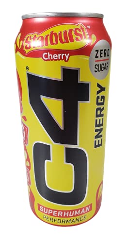 C4 Original On the Go Carbonated Explosive Energy Drink (Starbust Cherry, 12 Cans)