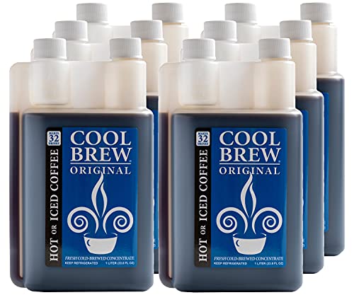 CoolBrew Original 6 Pack - 32 DRINKS PER BOTTLE - Fresh Cold Brew Liquid Concentrate - For Iced or Hot Coffee, Unsweetened, No Preservatives