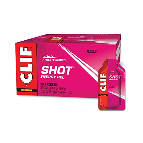 CLIF SHOT - Energy Gels - Razz - Non-GMO - Non-Caffeinated - Fast Carbs for Energy - High Performance & Endurance - Fast Fuel for Cycling and Running (1.2 Ounce Packet, 24 Count)