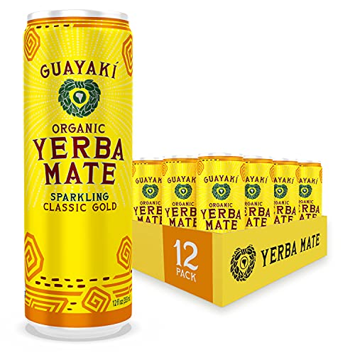 Guayaki Yerba Mate, Sparkling Clean Energy Drink Alternative, Organic Classic Gold, 12oz Cans (Pack of 12), 120mg Caffeine