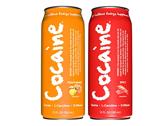 Cocaine Energy Drink, 6 - 12 ounce cans (Spicy/Peach Mango Combo Pack)