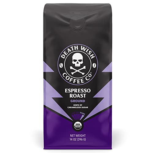 Death Wish Coffee, Organic and Fair Trade Espresso Roast Ground Coffee, 14 oz