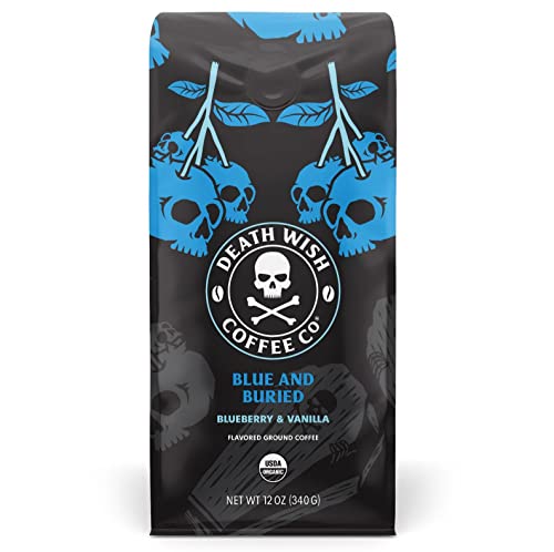 Death Wish Coffee Blue and Buried, Fair Trade, Ground Blueberry Coffee, 12 oz