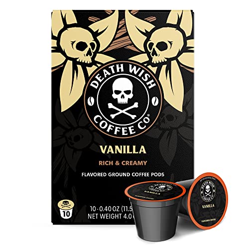 DEATH WISH COFFEE Single Serve Coffee Pods - Vanilla Coffee Pods (10 Count)