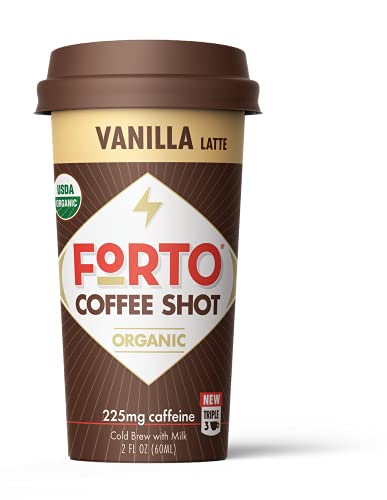 FORTO Coffee Shots - 200mg Caffeine, Vanilla Latte, Ready-to-Drink on the go, Cold Brew Coffee Shot - Fast Coffee Energy Boost, 2 Fl Oz (Pack of 12)