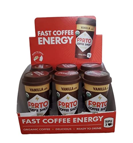 FORTO Coffee Shots - 200mg Caffeine, Vanilla Latte, Ready-to-Drink on the go, Cold Brew Coffee Shot - Fast Coffee Energy Boost, 6 Pack