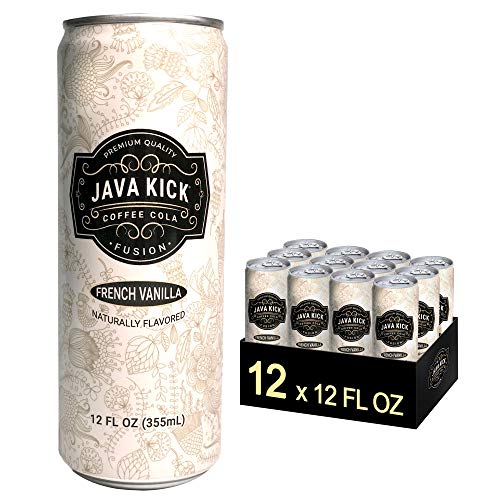 JavaKIck. Coffee Cola Fusion-French Vanilla. 12 Fl Oz each (Case of 12) Made in USA