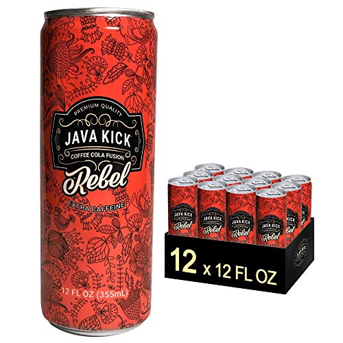 JavaKIck. Coffee Cola Fusion-Rebel 12 Fl Oz each (Case of 12) Made in USA.