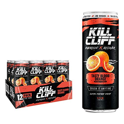 KILL CLIFF Energy & Recovery Drink | Electrolytes & B Vitamins | Natural, Clean Energy Drink | Zero Sugar | Keto | 12 Pack (Tasty Blood Orange)