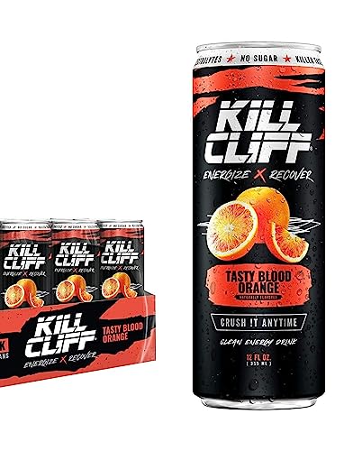 KILL CLIFF Energy & Recovery Drink | Electrolytes & B Vitamins | Natural, Clean Energy Drink | Zero Sugar | Keto | 6 Pack (Tasty Blood Orange)