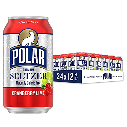Polar Seltzer Water Cranberry Lime, 12 fl oz cans, 24 pack