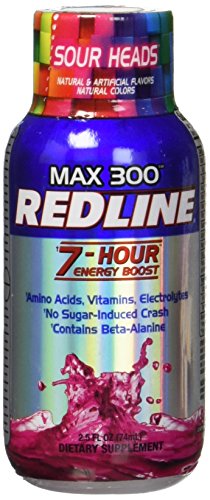 VPX Redline Power Rush 7-Hour Energy Max 300 Supplement, Sour Heads, 2.5 Ounce (Pack of 12)