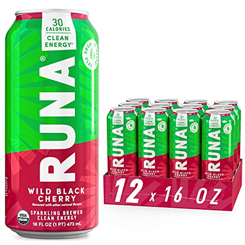Organic Clean Energy Drink by RUNA BOLD | Black Cherry | Organic Plant-Based | Full of Flavor | 30 Calories | Powerful Natural Caffeine | Healthy Energy & Focus | No Crash or Jitters | Organic Stevia Sweetener | 16 Oz (Pack of 12)