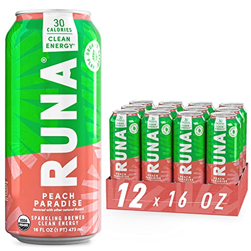 Organic Clean Energy Drink by RUNA BOLD | Peach | Organic Plant-Based | Full of Flavor | 30 Calories | Powerful Natural Caffeine | Healthy Energy & Focus | No Crash or Jitters | Organic Stevia Sweetener | 16 Oz (Pack of 12)