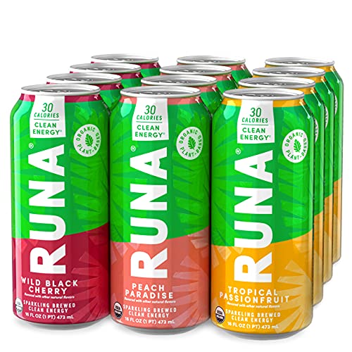Organic Clean Energy Drink by RUNA BOLD | Variety Pack | Organic Plant-Based | Full of Flavor | 30 Calories | Powerful Natural Caffeine | Healthy Energy & Focus | No Crash or Jitters | Organic Stevia Sweetener | 16 Oz (Pack of 12)