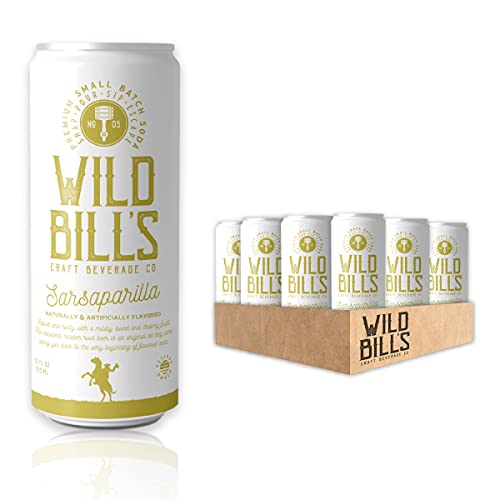 Wild Bill's - Sarsaparilla Root Beer, Classic Soda Pop, Pure Cane Sugar, NO High Fructose Corn Syrup, Caffeine Free, Gluten Free, Vegan (12 oz, 12-Pack)
