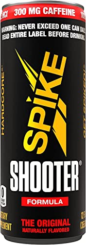 Spike Shooter Pre-Workout - 300 mg Caffeine, 6 mg Yohimbine HCl, 1000 mcg Vitamin B12 - Sugar-Free Energy, No Artificial Colors - 12 Fl Oz (Pack of 12)