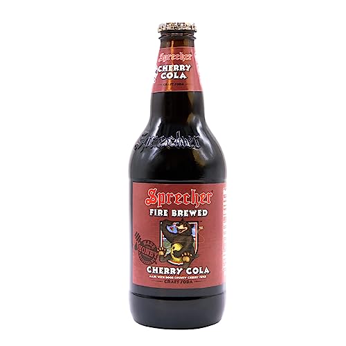 Sprecher Cherry Cola, Great Tasting, Handcrafted, Fire Brewed Gourmet Craft Soda, 16oz Glass Bottle 12 Pack